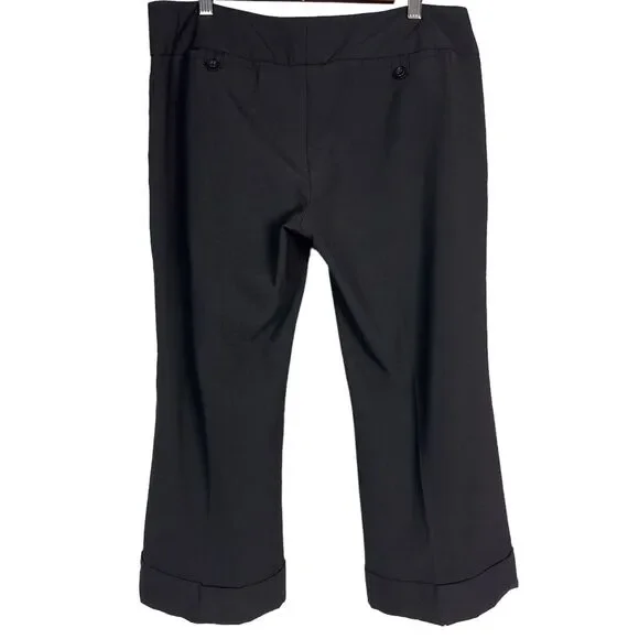 Express Publicist Black Dress Pants Size 10 Wide Leg Cuffed Hem Office Wear - Picture 2 of 9